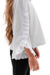 TRACY - Bluza eleganta cu maneci evazate si volane delicate, alb
