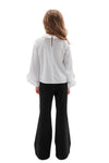 TRACY - Bluza eleganta cu maneci evazate si volane delicate, alb