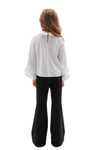 TRACY - Bluza eleganta cu maneci evazate si volane delicate, alb