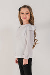 ERNESTA - Bluza eleganta din bumbac cu fundite si maneci bufante, alb