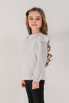 ERNESTA - Bluza eleganta din bumbac cu fundite si maneci bufante, alb