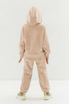 BRYN - Trening din catifea reiata cu hanorac si pantaloni, bej