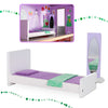 Casa de papusi cu 3 etaje, lift functional, 4 camere cu mobilier complet si accesorii, 117 cm, lemn MDF pastel