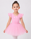 Costum de balet, gimnastica sau dans pentru fete: set body bumbac si fusta tutu roz cu aplicatii stralucitoare