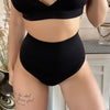 Chiloti modelatori cu talie medie pentru compresie abdomen, lenjerie modelatoare fara cusaturi din material respirabil - negru