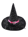 Rochie de vrăjitoare pentru fetițe, cu pălărie, baghetă și gentuță – costum tematic pentru Halloween și joc de rol