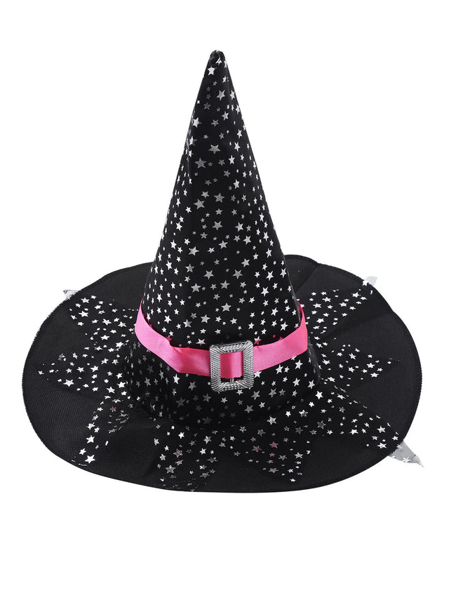 Rochie de vrăjitoare pentru fetițe, cu pălărie, baghetă și gentuță – costum tematic pentru Halloween și joc de rol