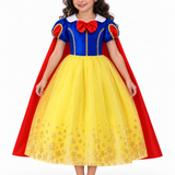 Rochie de prințesă pentru fete, cu pelerină roșie și aspect de basm - costumație pentru joc de rol, serbări și petreceri