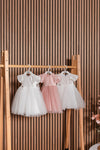 ELDA - Rochita de ceremonie din tulle fin cu dantela, broderie si aplicatii stralucitoare, alb