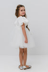 ASSIA - Rochie de ocazie pentru fete, din organza si tulle fin cu sclipici, stil printesa, alb