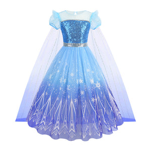 Rochie printesa Elsa Frozen pentru fete, costumatie joc de rol petreceri, serbari, carnaval si cadou ideal pentru sarbatori, aniversari sau zile de nastere
