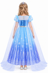 Rochie Prințesa de Gheata pentru fete, cu trena si detalii stralucitoare - costumație pentru serbări, joc de rol si petreceri tematice