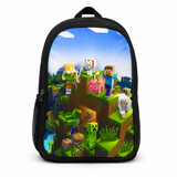 Ghiozdan Minecraft pentru școală, 2 compartimente cu fermoar, model ergonomic, Heroes & Mobs 39x29x16cm