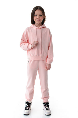 JOYNIA - Trening din bumbac premium cu hanorac și pantaloni, roz blush