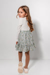 KEIKO - Rochita casual din bumbac cu voal si imprimeu floral, verde pastel