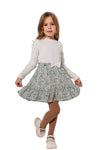 KEIKO - Rochita casual din bumbac cu voal si imprimeu floral, verde pastel