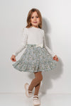 KEIKO - Rochita casual din bumbac cu voal si imprimeu floral, verde pastel