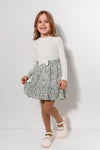 KEIKO - Rochita casual din bumbac cu voal si imprimeu floral, verde pastel