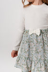 KEIKO - Rochita casual din bumbac cu voal si imprimeu floral, verde pastel