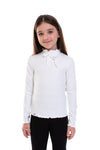 KERENZA – Bluza din bumbac cu guler ondulat si fundita decorativa, alb