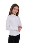 KERENZA – Bluza din bumbac cu guler ondulat si fundita decorativa, alb