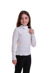 KERENZA – Bluza din bumbac cu guler ondulat si fundita decorativa, alb