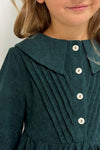 LINEA – Rochie din catifea reiat cu guler Sailor si detalii din dantela, verde