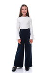 AVIRA - Pantaloni evazati lungi cu buzunare si nasturi decorativi, bleumarin