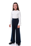 AVIRA - Pantaloni evazati lungi cu buzunare si nasturi decorativi, bleumarin