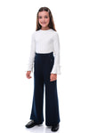 AVIRA - Pantaloni evazati lungi cu buzunare si nasturi decorativi, bleumarin