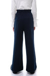 AVIRA - Pantaloni evazati lungi cu buzunare si nasturi decorativi, bleumarin