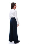 AVIRA - Pantaloni evazati lungi cu buzunare si nasturi decorativi, bleumarin