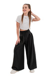 LESLIE - Pantaloni lungi cu pliuri din stofa cu talie inalta si croiala Palazzo, negru
