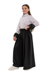 LESLIE - Pantaloni lungi cu pliuri din stofa cu talie inalta si croiala Palazzo, negru