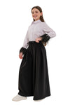 LESLIE - Pantaloni lungi cu pliuri din stofa cu talie inalta si croiala Palazzo, negru
