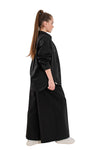 LESLIE - Pantaloni lungi cu pliuri din stofa cu talie inalta si croiala Palazzo, negru