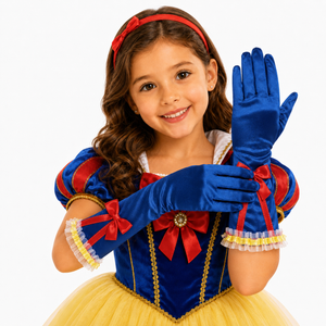 Manusi din Satin Albastru pentru Fetite - Accesoriu Rochie de Printesa, Cosplay, Carnaval si Serbari