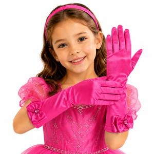 Manusi din Satin Roz pentru Fetite - Accesoriu Rochie de Printesa, Cosplay, Carnaval si Serbari