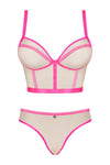Set de lenjerie intima Nudelia – compleu provocator cu bustiera si chiloți S/M, nude/roz