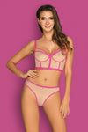 Set de lenjerie intima Nudelia – compleu provocator cu bustiera si chiloți S/M, nude/roz