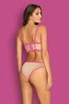 Set de lenjerie intima Nudelia – compleu provocator cu bustiera si chiloți S/M, nude/roz