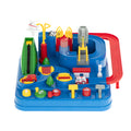 Circuit interactiv cu obstacole, parcare si vehicule de politie, ambulanta, pompieri, 34x30 cm