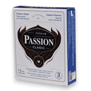 Prezervative PASSION Clasic, 3 bucăți – latex natural, lubrifiate, 52 mm