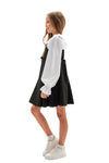 MARGO - Sarafan din stofa cu detalii elegante si pliuri ample in clos, negru