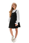MARGO - Sarafan din stofa cu detalii elegante si pliuri ample in clos, negru