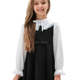 NIARA – Sarafan din stofa cu funda eleganta si model in clos, negru