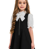 DONATELLA – Sarafan din stofa cu fermoar decorativ si model in clos, negru