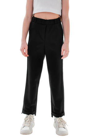 LAKSHMI – Pantaloni lungi casual eleganți cu talie înaltă, croială dreaptă și buzunare, negru