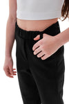 LAKSHMI – Pantaloni lungi casual eleganți cu talie înaltă, croială dreaptă și buzunare, negru