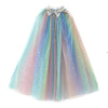 Pelerină din tul multicolor cu steluțe aurii - accesoriu pentru rochii de prințese, costumații joc de rol, carnaval și serbări